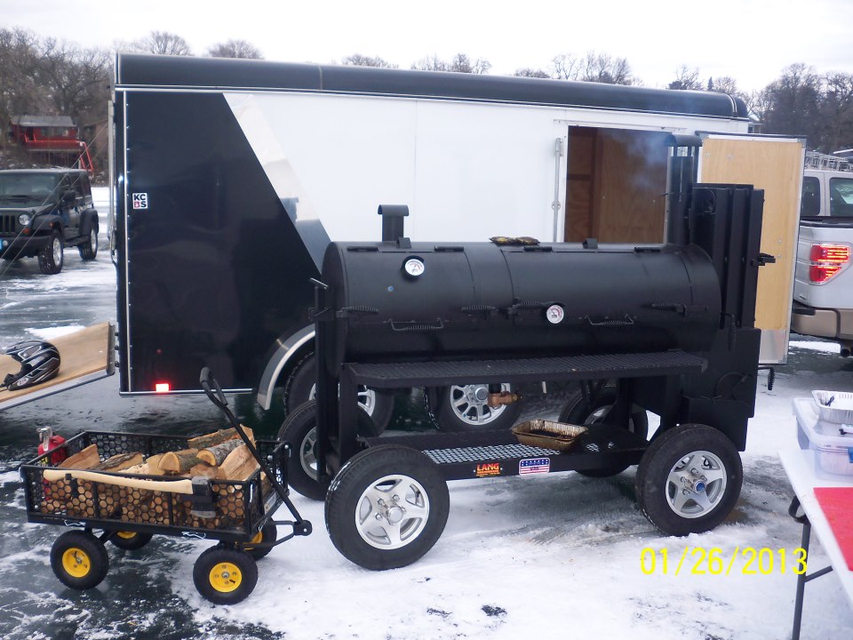 Smokin' on a frozen lake in Iowa Lang BBQ Smokers Blog